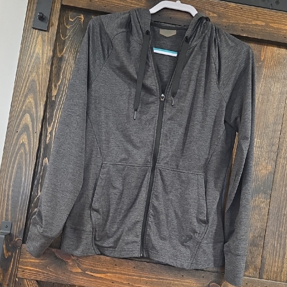 Gray Zip-Up Hoodie Asics Size Medium